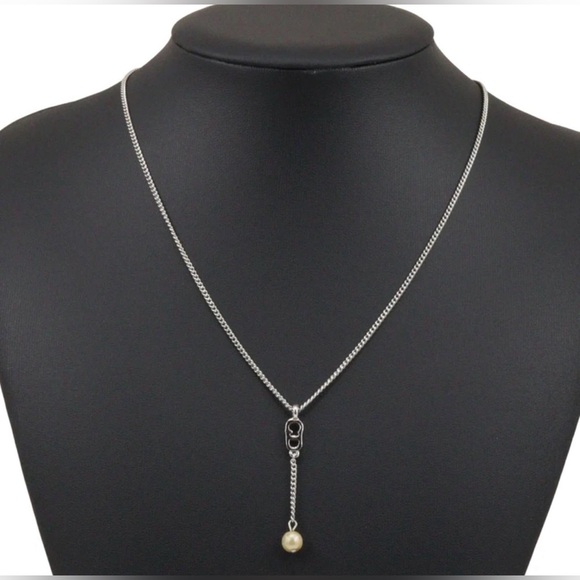 Christian Dior Silver CD Necklace with Pearl Pendant - Picture 1 of 6